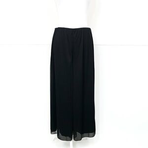 Alex Evenings Women L Pull On Pants Wide Leg Crop Sheer Chiffon Lined Black
